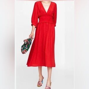 Vibrant Red Quarter Sleeve Dress